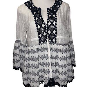 Anthropologie BAROK Paris Bohemian People Top 100% Cotton Bell Sleeve Top S/M